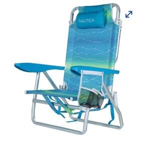 Nautica 5 adjustable positions Turquoise and White Beach Chair